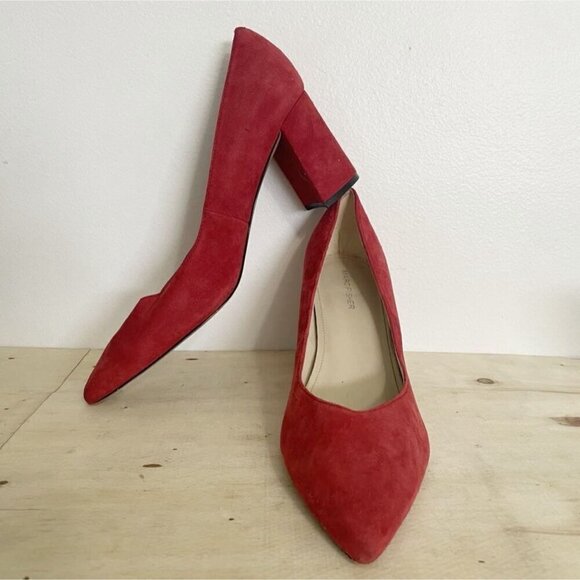 Marc Fisher Size 10 Red Block Heels Pointy Pump - Picture 5 of 8